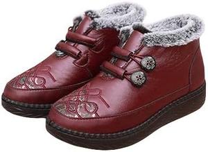 Зимние утепленные теплые туфли для мамы с противоскользящей мягкой подошвой и утолщенные теплые зимние ботинки для пожилых людей для заснеженных районов Clolinde, Red