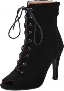 Женские ботильоны SHEMEE с открытым носком на высокой шпильке, из искусственной замши, с шнуровкой, летние босоножки с задней молнией, 10Cm Black