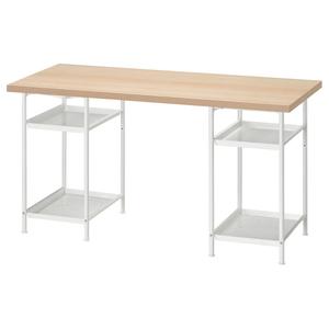 Стол письменный Ikea Lagkapten/Spand 140х60, 4 полки, дуб/белый