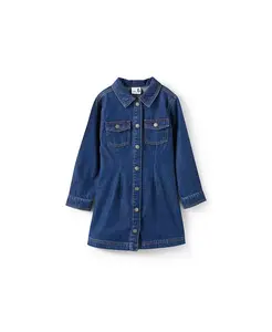 Платье-рубашка из джинсовой ткани с длинными рукавами для маленьких девочек (маленькая/большая Саша) COTTON ON, синий