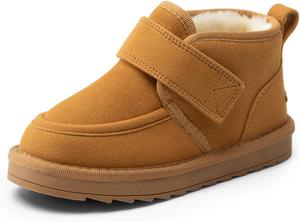 Сапожки DREAM PAIRS для малышей, мальчиков и девочек, зимние теплые ботинки с искусственным мехом, удобные ботинки до щиколотки, пушистые тапочки FuzzyGo для детей, Chestnut