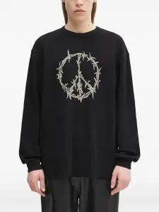 Футболка с длинными рукавами из вафельной вязки Aries, черный