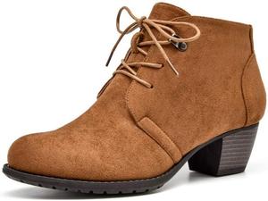 Женские ботильоны VJH Confort, с круглым носком на шнуровке, удобным низким каблуком и боковой молнией, Cognac