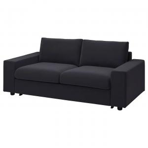2-местный диван-кровать VIMLE IKEA, цвет with wide armrests/djuparp dark grey