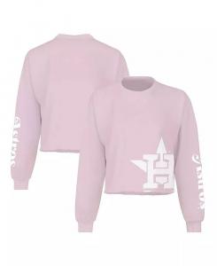 Женская розовая укороченная свободная футболка с длинным рукавом Houston Astros Fanatics