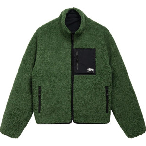 Куртка Stussy 8 Ball Sherpa Jacket 'Green', зеленый