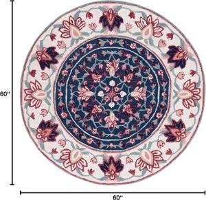 Ковер ручной работы SAFAVIEH, 153 x 153 см, Bellagio Collection Navy/Ivory BLG601N с медальоном из шерсти