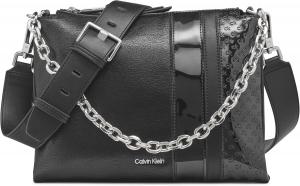 Женская сумка-мессенджер Calvin Klein Rain Triple Compartment Chain Crossbody, Black/Silver Emboss