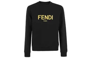 FENDI Свитшот мужской черный Crew Neck Moderate Regular