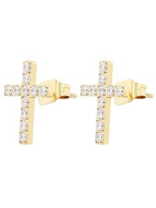 Adeliás Женские серьги - серьги-гвоздики из нержавеющей стали с золотыми стразами