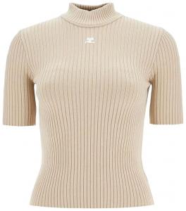 Свитер Courrèges Ribbed Turtleneck Sweater 'Cappuccino', загар