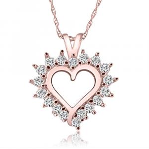 Ожерелье с подвеской из 1/2-каратного бриллианта в белом, желтом или розовом золоте 14 карат Pompeii2, 14K Rose Gold