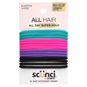 Scunci, Тугие резинки для волос Everyday & Active, No Slip Grip, 14 штук