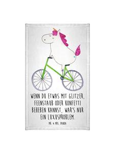 Mr. & Mrs. Panda Белое полотенце для велосипедиста с единорогом и надписью