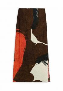 Юбка Massimo Dutti Creased-Effect Printed, темно-коричневый (размер EUR 38)