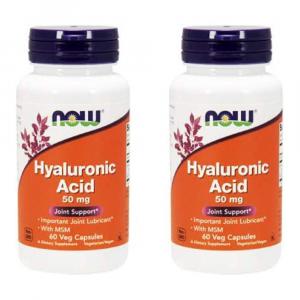 Добавка Now Foods Hyaluronic Acid With MSM, 50 мг, 2 предмета, 60х2 капсул