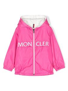 Moncler Enfant куртка с капюшоном и логотипом, розовый