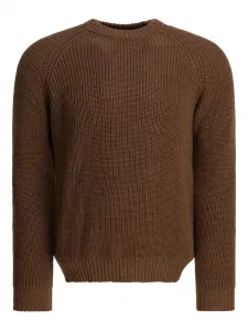 Джемпер с ребристой структурой и круглым вырезом Rakki, коричневый