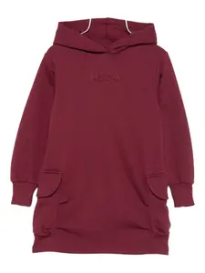 Платье с капюшоном и карманами-клапанами MSGM Kids, красный