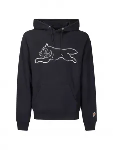 Худи с кристаллами и изображением бегущей собаки ICECREAM, черный