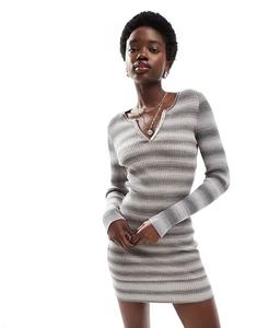 Мини-платье из хлопка в рубчик в цвете «космический крашеный»