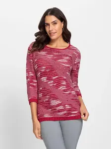 Свитер с круглым вырезом "Свитер", цвет Erdbeere-Gemustert