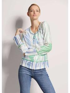 MADELEINE Толстовка-куртка на молнии с оригинальным принтом в бело-сине-зеленой цветовой гамме