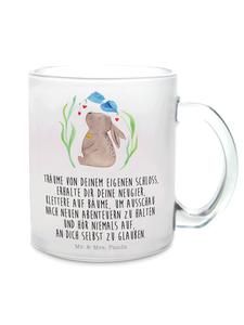 Кружка с изображением кролика, цветка и надписи из прозрачного материала Mr. & Mrs. Panda