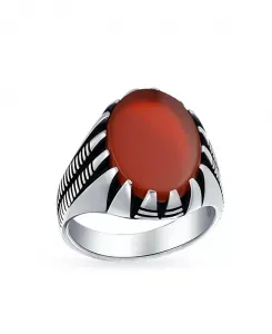 Комплект украшений для байкеров, большое овальное кольцо-печатка с кабошоном в стиле вестерн из окисленного серебра Bling Jewelry, red