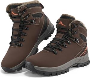 Женские зимние ботинки Ecetana, водонепроницаемые походные ботинки с теплой меховой подкладкой, ботильоны до щиколотки, противоскользящие для прогулок на улице, Brown
