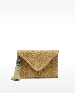 Сумка для вечеринки, трансформирующаяся в сумку через плечо, эффект рафии, с подвесным брелоком и магнитной застежкой Parfois, коричневый