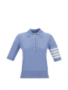 Поло с полосатой отделкой Thom Browne, синий