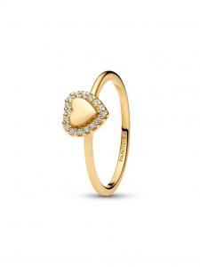 Кольцо Pandora Engravable Heart Halo Ring, золото