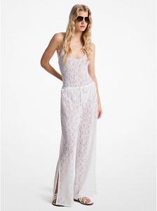 Брюки из эластичного нейлона с цветочным кружевом и завязками Michael Kors, белый