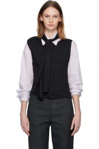 Lemaire Серый асимметричный кардиган без рукавов