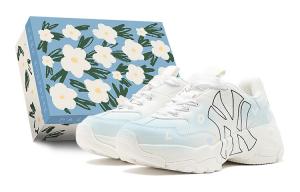 Кроссовки MLB Big Ball Chunky Chunky Sneakers Unisex Low-top White, голубой