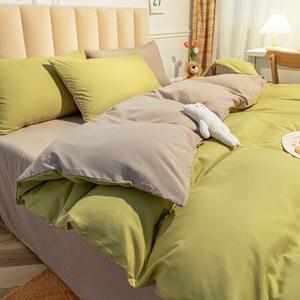 Muji Комплект постельного белья из 4 предметов (простыня, пододеяльник 180х220 см), цвет light green camel