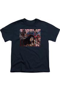 Футболка с коротким рукавом для молодежи Justice League Movie Rally Gildan, темно-синий