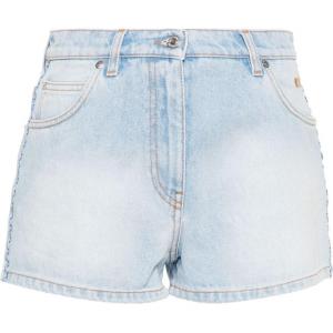 Джинсовые шорты с вышитым логотипом MSGM, светло-голубой