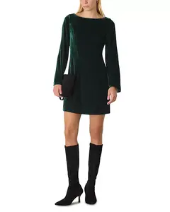 Бархатное платье с расклешенными рукавами Whistles, зеленый