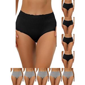 10 упаковок женских трусиков с высокой талией, утягивающие, комфортные, с кружевной отделкой и резинкой Inspire Chic, Black Gray