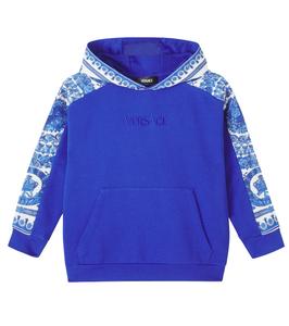 Хлопковая толстовка с капюшоном Barocco Versace Kids, Royal Blue+Ivory