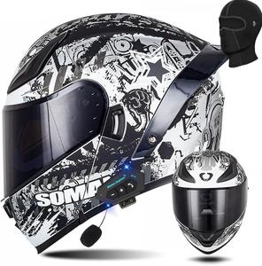 Шлем CYYFULE-888 Motorcycle Bluetooth, черный / белый