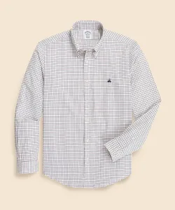 Роскошная повседневная рубашка из хлопкового твила с логотипом GF в клетку, стандартный крой.