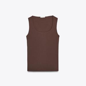 Футболка Zara Wide Strap Polyamide, коричневый