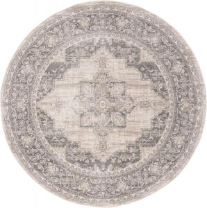 SAFAVIEH Brentwood Collection круглый ковер 92 x 92 см в цвете cream/grey BNT865B с медальонным узором, состаренный, без ворса, для столовой, прихожей, гостиной, спальни