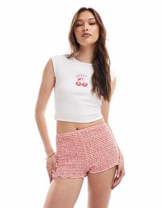 Короткие шорты из хлопка с гофрированной отделкой в нектариновом цвете виши Cotton On