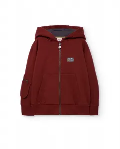 Детская флисовая куртка с капюшоном и застежкой-молнией Boboli, бордовый
