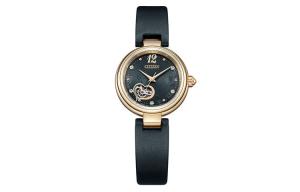 CITIZEN Часы Mechanical Watch Series Mechanical Movement Leather Strap Watch Women's Watch Black Dial, Green