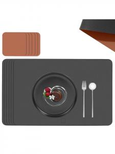 Sänger Столовый набор - Искусственная кожа, двусторонний - Антрацитово-коричневый - 44,5 x 30 см - 12 предметов